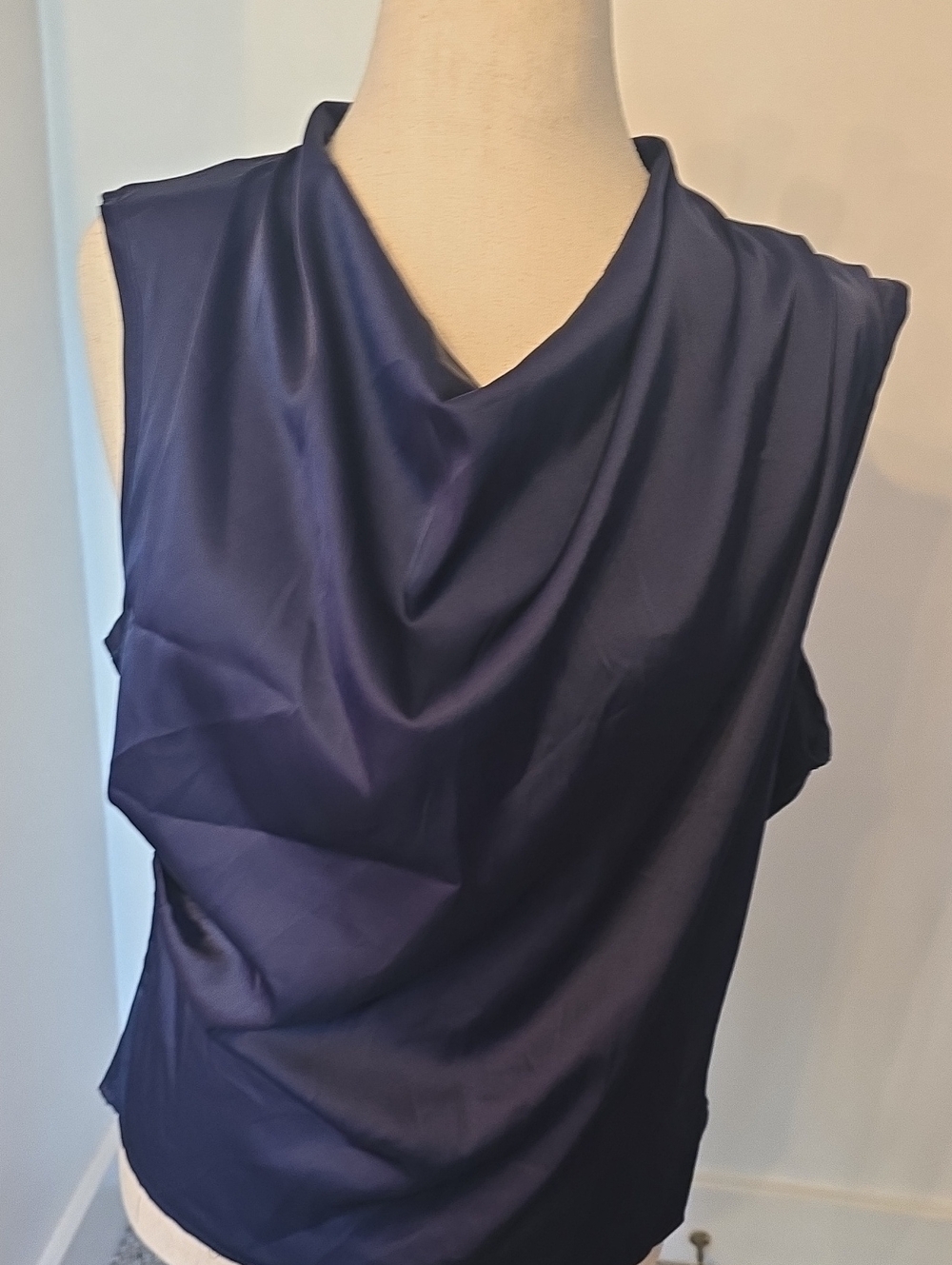 SHEIN Navy Sleeveless Draped Cowl Neck Camisole